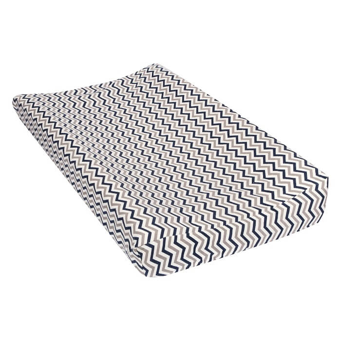 Changing Pad Cover - Navy & Gray Chevron Flannel - Roll Up Baby