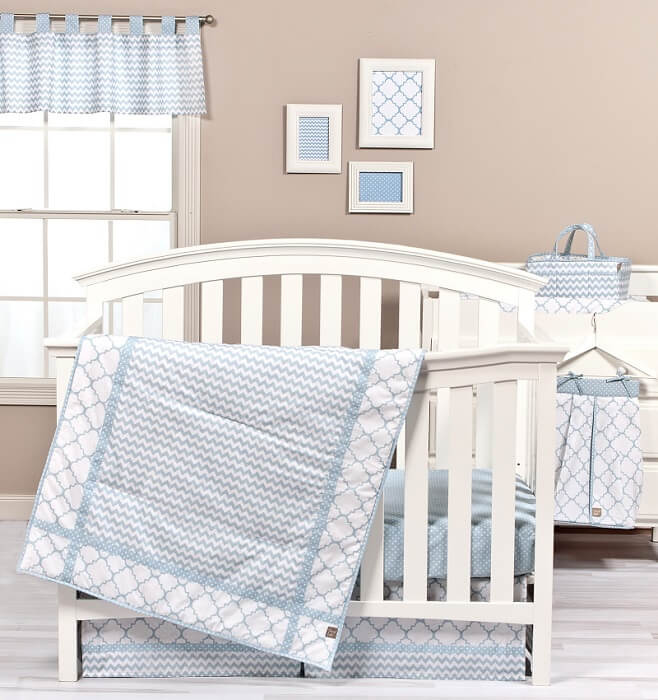 Crib Bedding Set 3 Piece - Blue Sky   - Roll Up Baby
