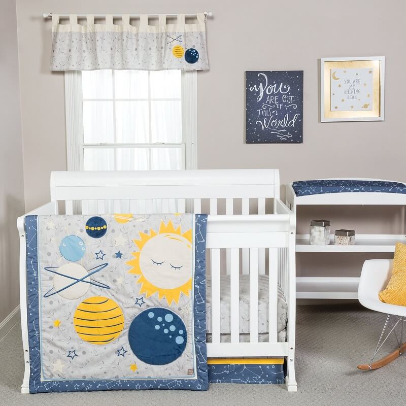 Crib Bedding Set 3 Piece - Galaxy  - Roll Up Baby