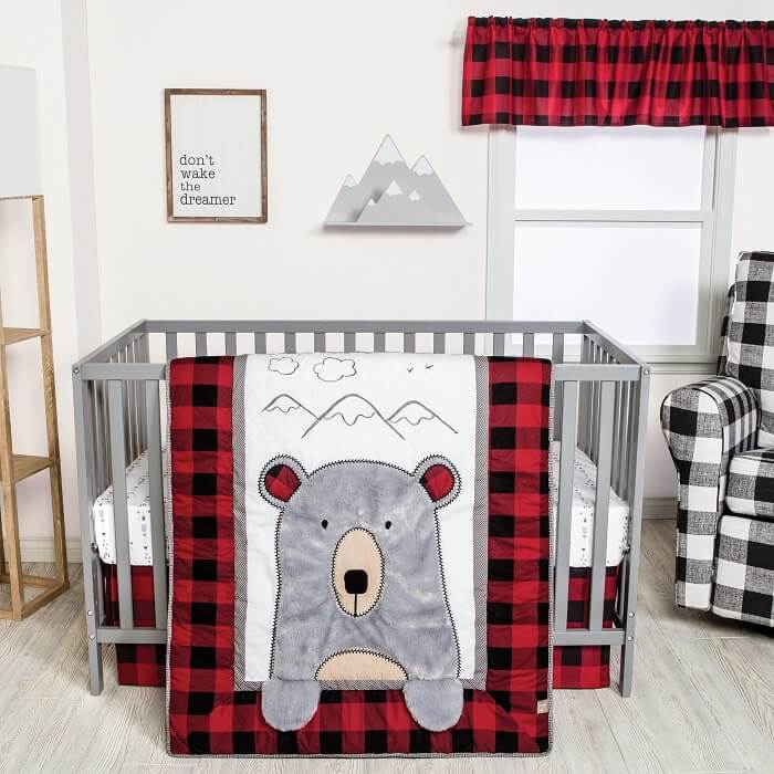 Crib Bedding Set 3 Piece - Peak-a-Bear  - Roll Up Baby