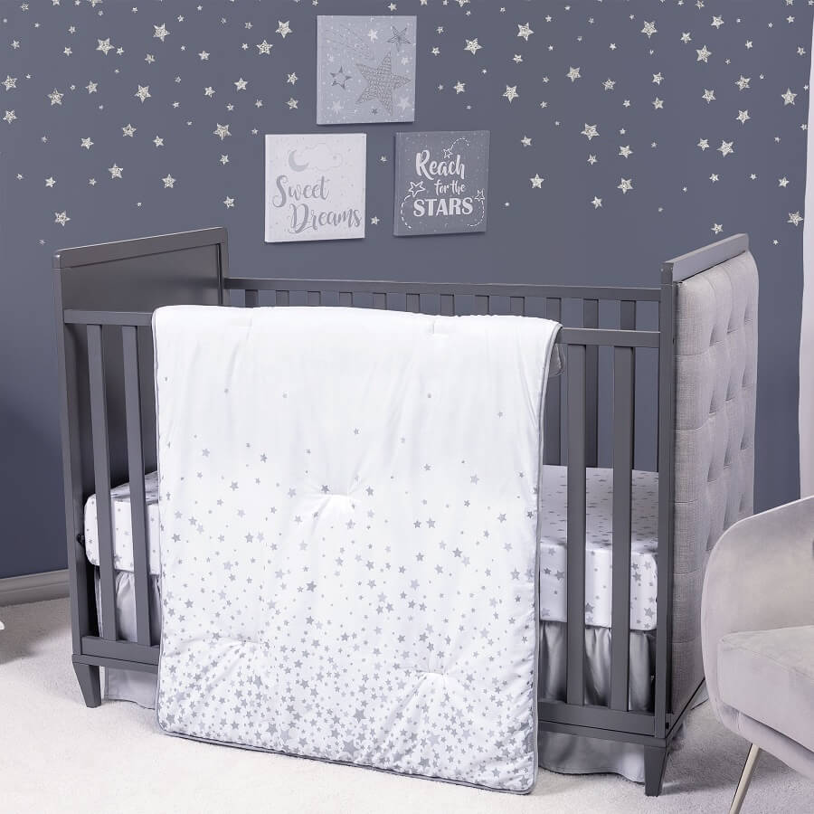 Crib Bedding Set 3 Piece - Sprinkle Stars - Roll Up Baby