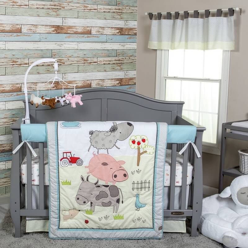 Crib Bedding Set 4 Piece - Farm Stack  - Roll Up Baby
