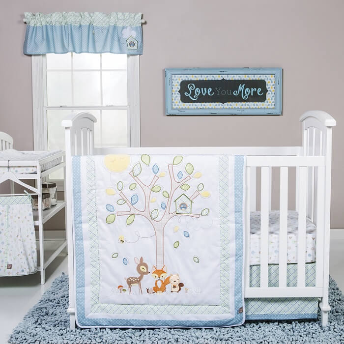 Crib Bedding Set 6 Piece - Forest Tales   - Roll Up Baby