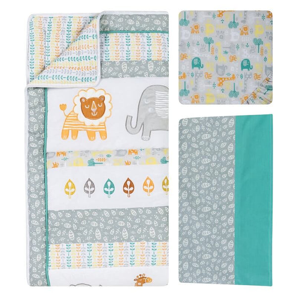 Crib Bedding Set 6 Piece - Lullaby Jungle - Roll Up Baby