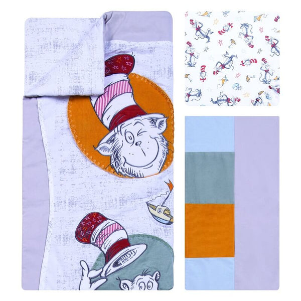 Crib Bedding Set 3 Piece - Classic Cat in the Hat - Roll Up Baby