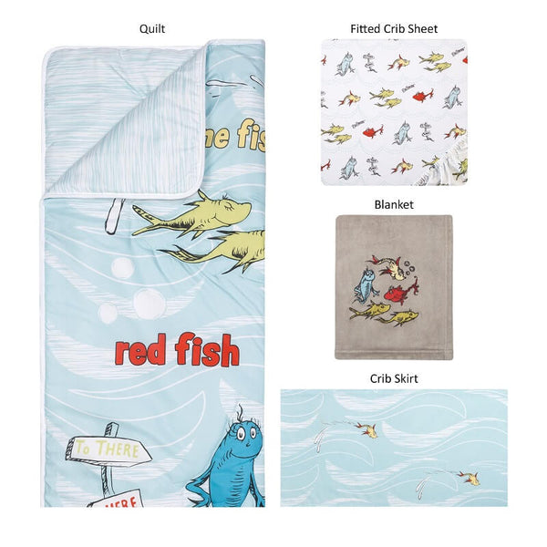 Crib Bedding Set 4 Piece - Dr. Seuss™ One Fish Two Fish - Roll Up Baby