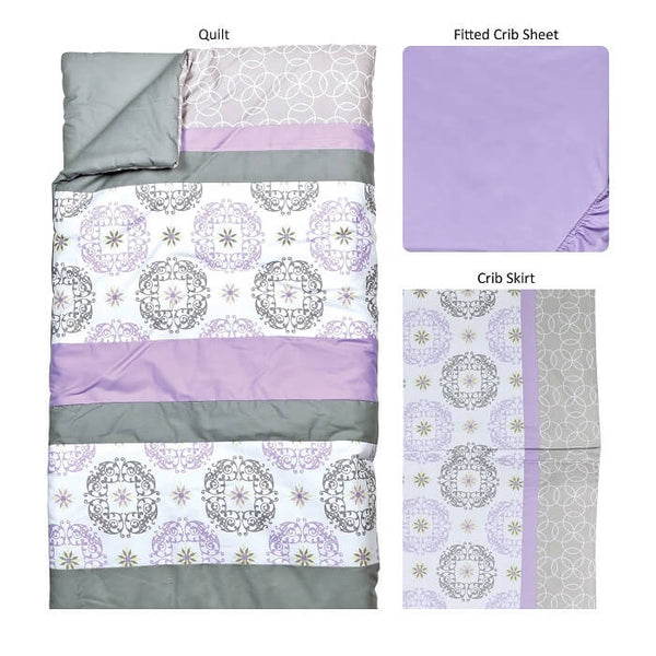 Crib Bedding Set 3 Piece - Florence - Roll Up Baby