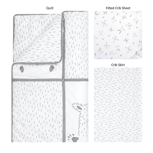 Crib Bedding Set 3 Piece - Peek-a-Boo Forest - Roll Up Baby