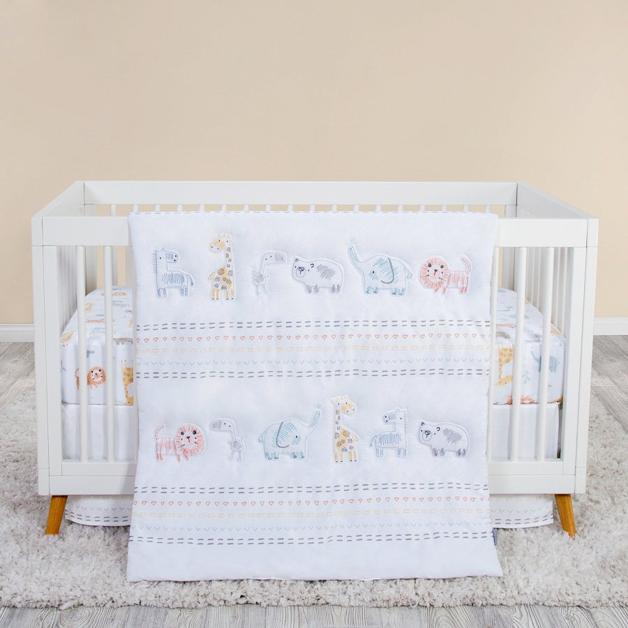 Crib Bedding Set 3 Piece - Crayon Jungle - Roll Up Baby