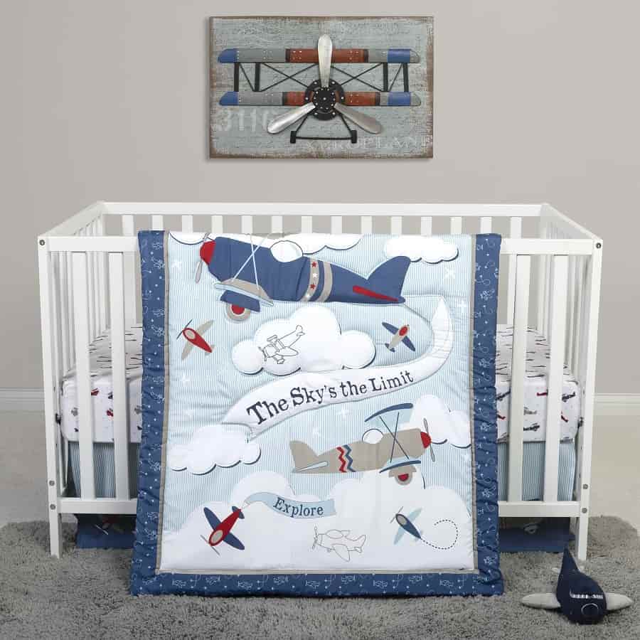 Crib Bedding Set 4 Piece - Sammy and Lou Adventure Awaits - Roll Up Baby