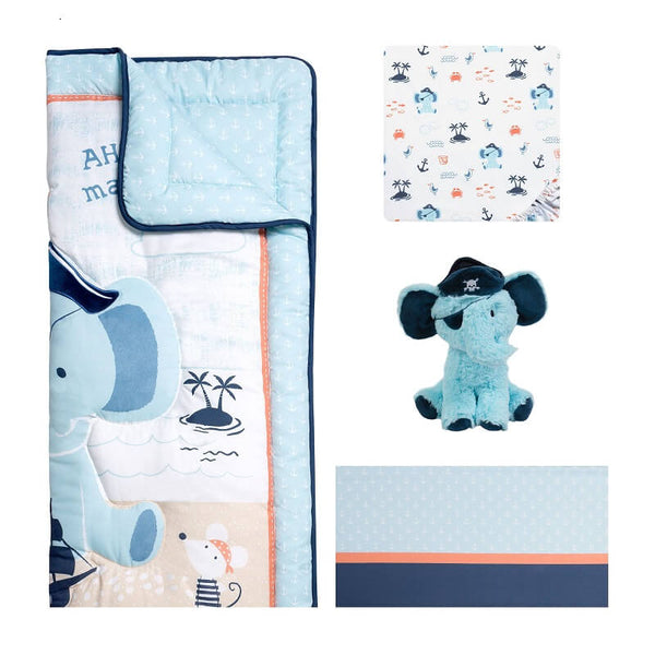 Crib Bedding Set 4 Piece - Sammy and Lou Ahoy Archie - Roll Up Baby