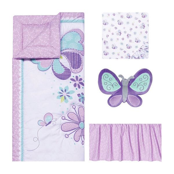 Crib Bedding Set 4 Piece - Sammy and Lou Butterfly Meadow - Roll Up Baby