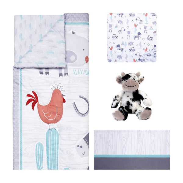 Crib Bedding Set 4 Piece - Sammy and Lou Farmstead Friends - Roll Up Baby