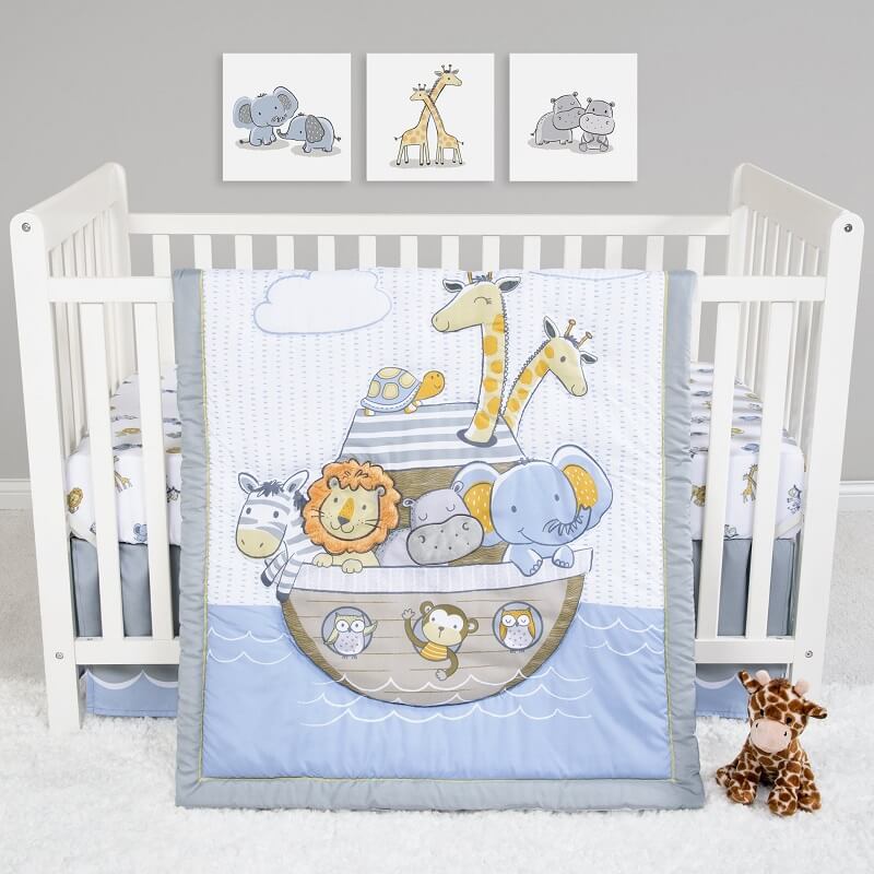 Crib Bedding Set 4 Piece - Sammy and Lou Noah's Ark  - Roll Up Baby
