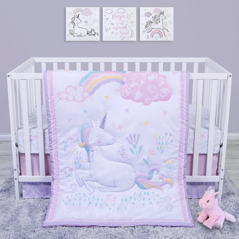 Crib Bedding Set - Sammy and Lou Sweet Unicorn  - Roll Up Baby