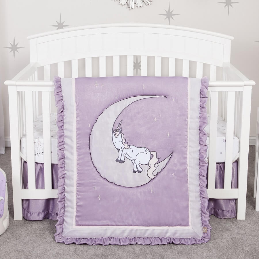 Crib Bedding Set - Unicorn Dreams 3 Piece  - Roll Up Baby