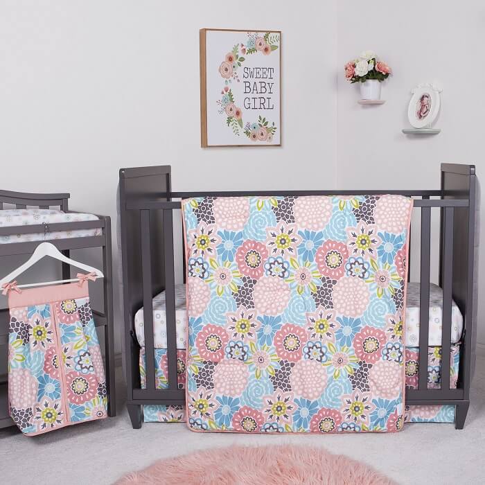 Crib Bedding Set 5 Piece Waverly® Blooms - Roll Up Baby
