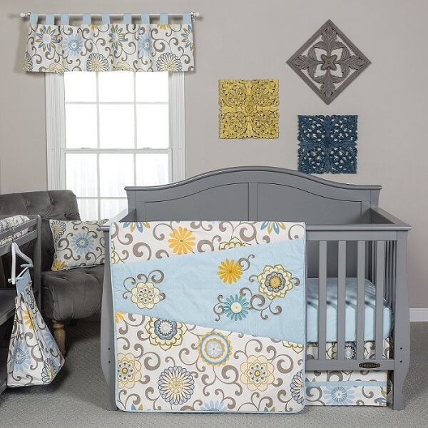 Crib Bedding Set 4 Piece - Waverly® Pom Pom Spa  - Roll Up Baby