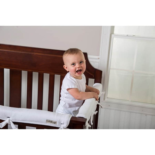 CribWrap® Narrow 1 Long White Fleece Rail Cover - Roll Up Baby