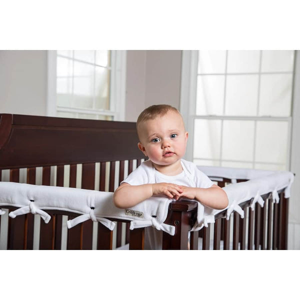 CribWrap® Narrow 2 Short White Fleece Rail Covers - Roll Up Baby