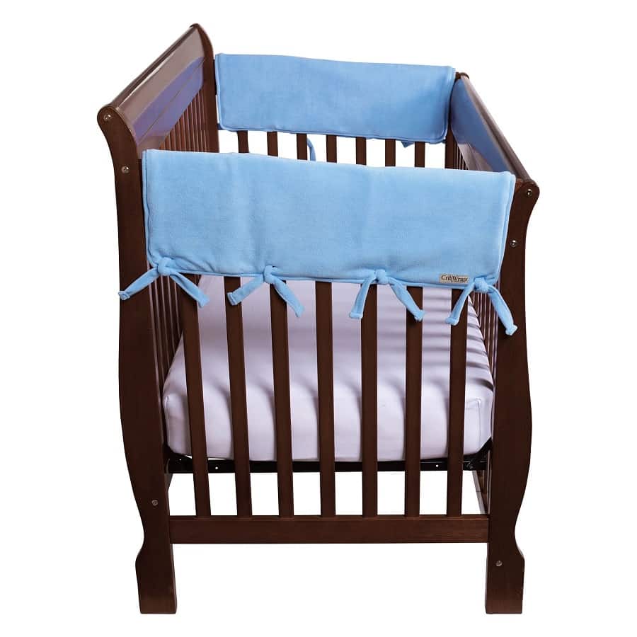 CribWrap® Wide 2 Short Blue Fleece Rail Covers - Roll Up Baby