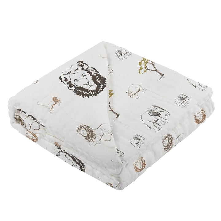 Cute Baby Blanket - Lion & Rhinos and Elephants - Roll Up Baby