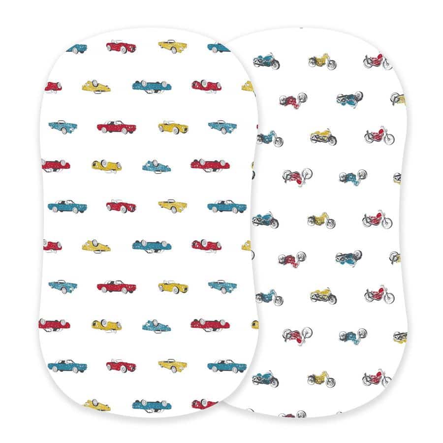 Cute Bassinet Sheets - Vintage Muscle Cars and Motorcycles - Roll Up Baby
