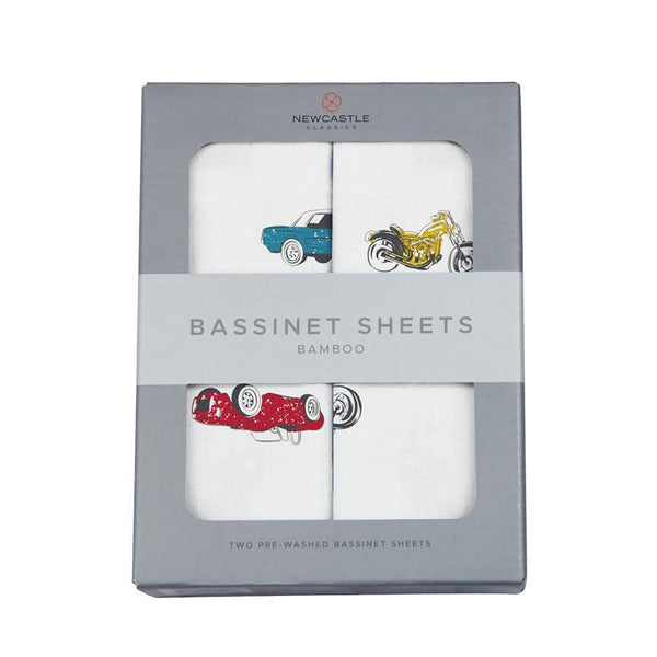 Cute Bassinet Sheets - Vintage Muscle Cars and Motorcycles - Roll Up Baby
