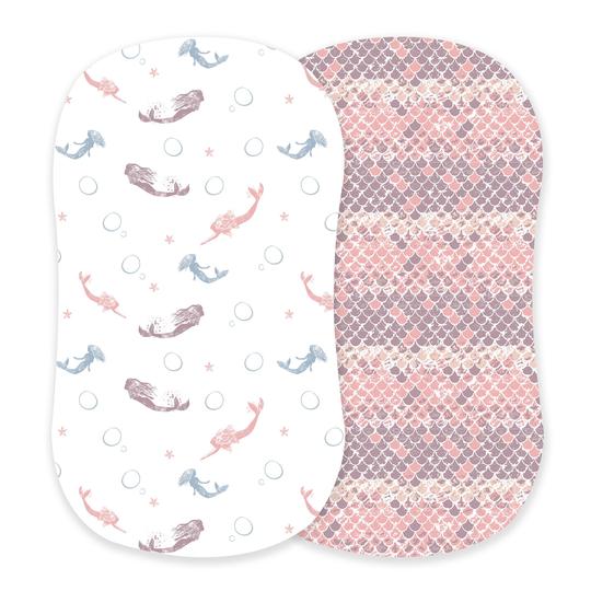 Girl Bassinet Sheets - Mermaids and Scales - Roll Up Baby
