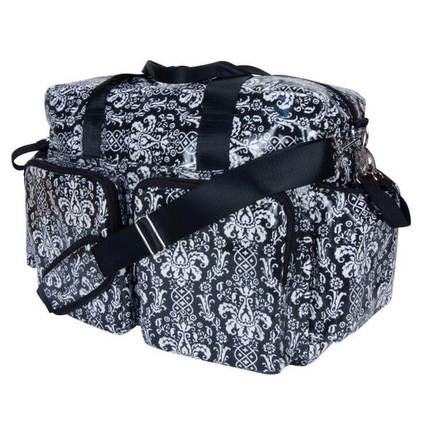 Midnight Fleur Damask Deluxe Duffle Style Diaper Bag - Roll Up Baby
