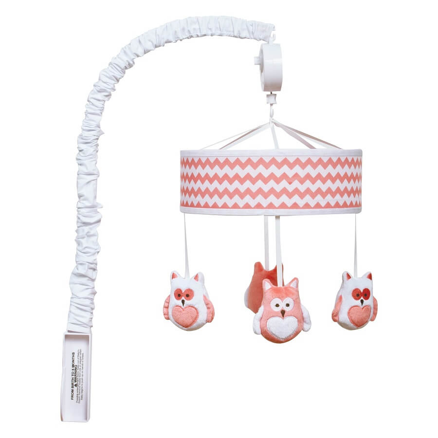 Musical Crib Mobile - Coral Chevron  - Roll Up Baby