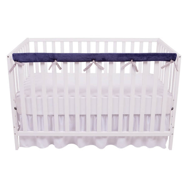 Narrow Long Reversible Gray & Navy Velour Rail Cover - Roll Up Baby