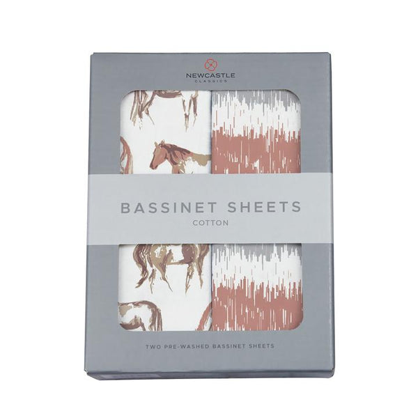 Organic Bassinet Sheets - Wild Horses & Western Stripe - Roll Up Baby
