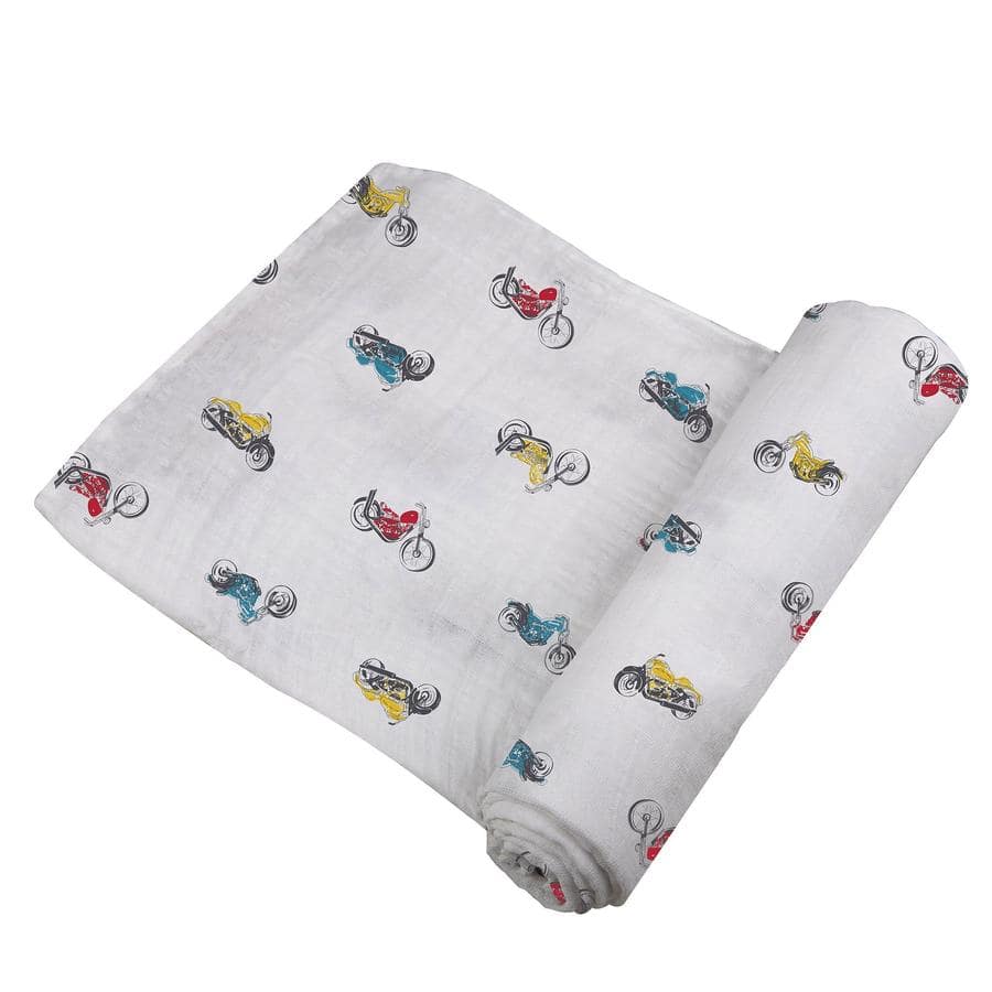 Organic Swaddle - Vintage Motorcycles - Roll Up Baby